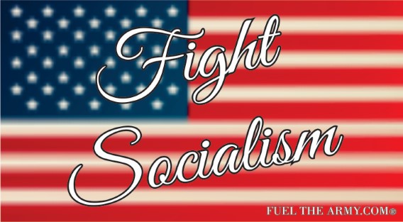 AMERICAN FLAG FIGHT SOCIALISM BUMPER STICKER